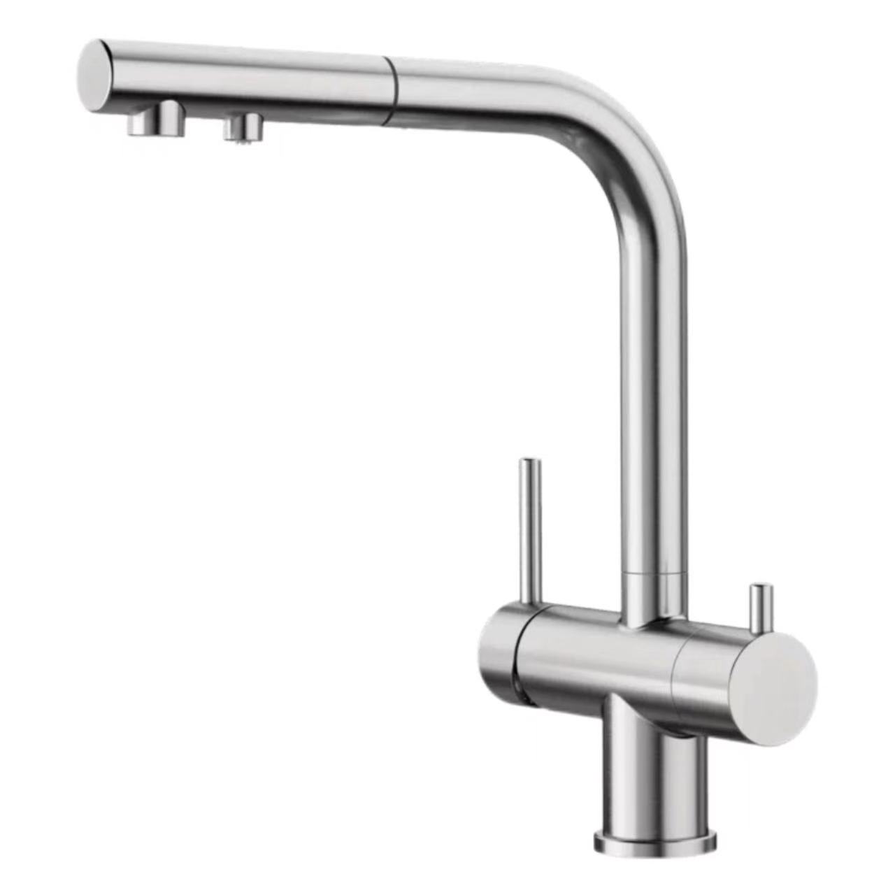 Kuchyňská výsuvná baterie na čištění vody s dvojitým ovládáním a dvěma rukojeťmi Kuchyňská výsuvná baterie na čištění vody s dvojitým ovládáním a dvěma rukojeťmi