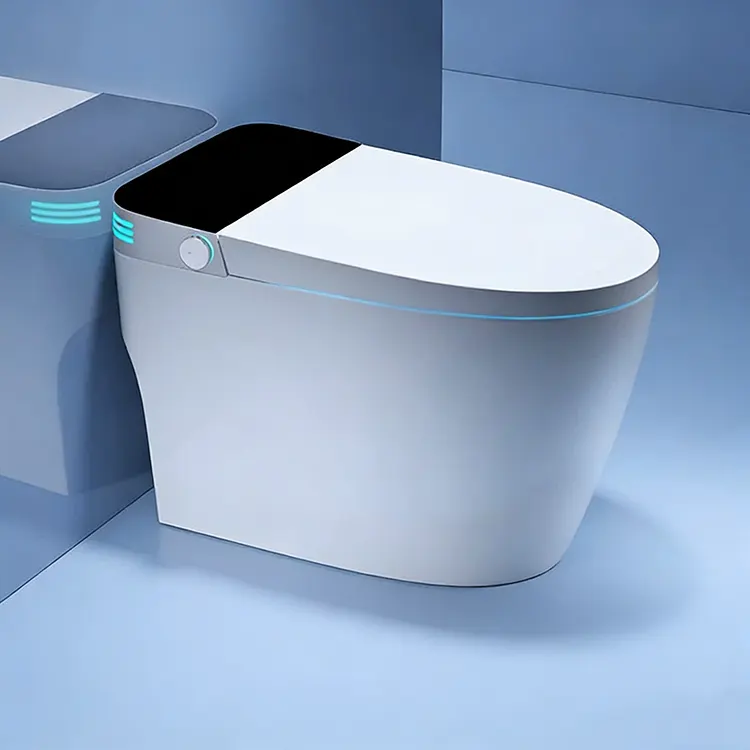 LED digitální displej Automatické víko Flip-Top pěnový štít Sifon Chytrá toaleta